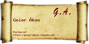 Geier Ákos névjegykártya